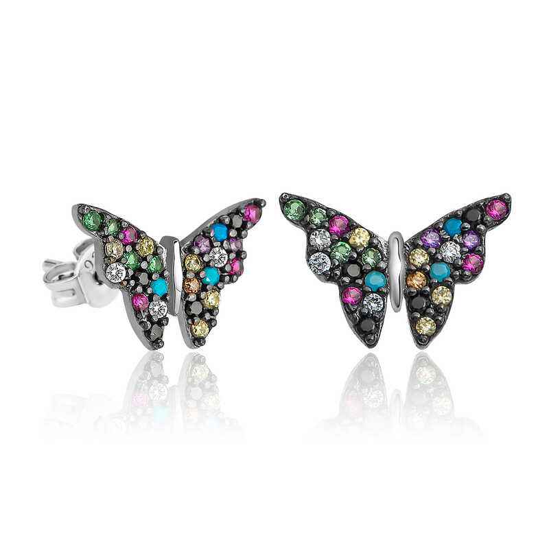 Mix Butterfly Silver Earrings