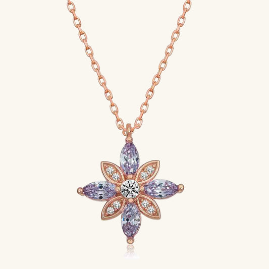 Lilac Stone Hope Flower Silver Pendant