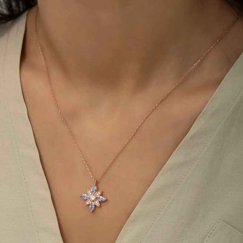 Lilac Stone Hope Flower Silver Pendant