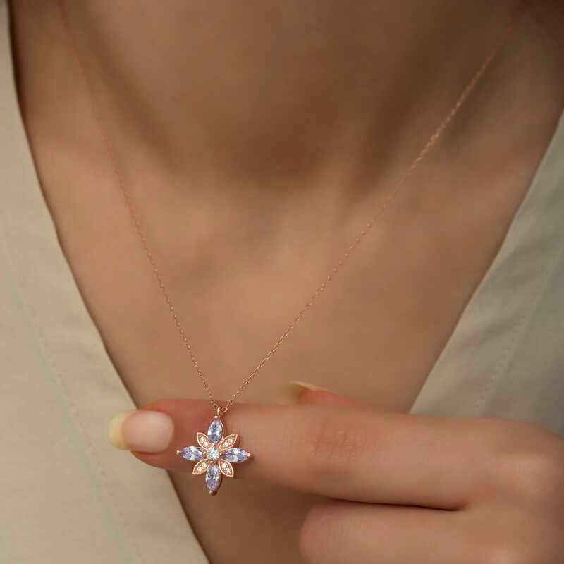 Lilac Stone Hope Flower Silver Pendant