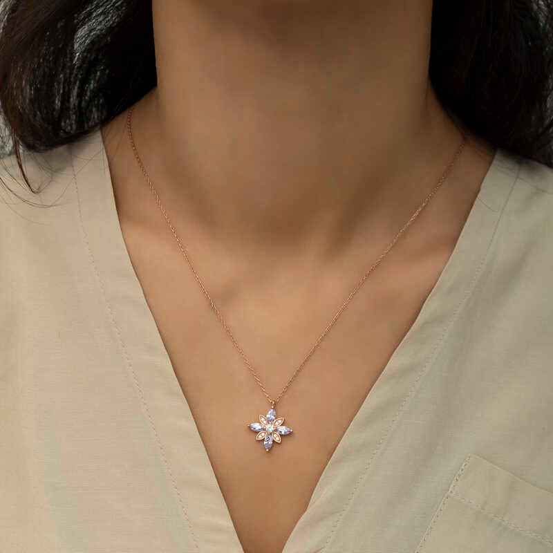 Lilac Stone Hope Flower Silver Pendant