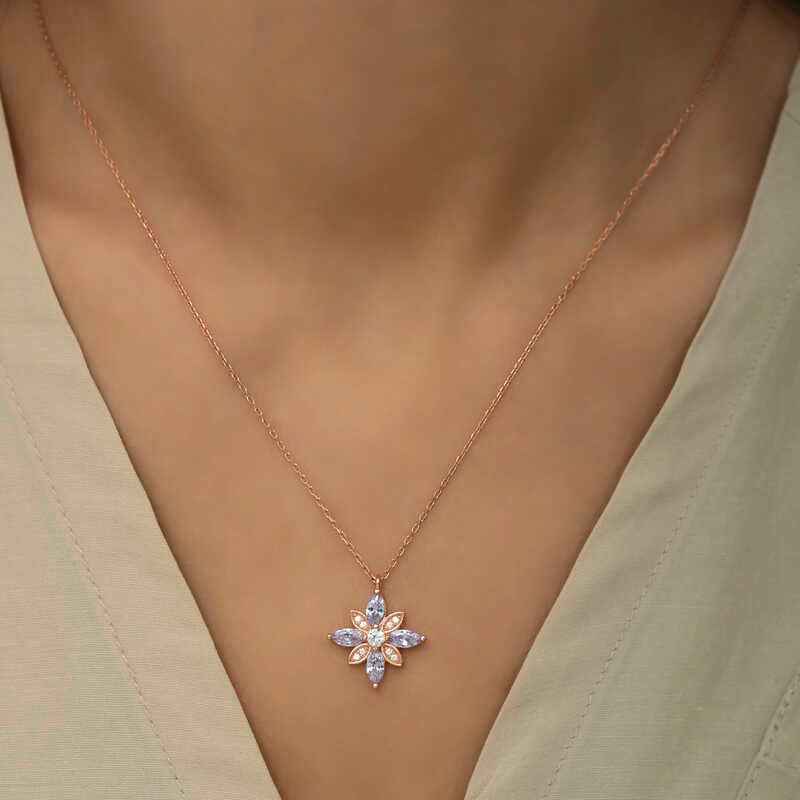 Lilac Stone Hope Flower Silver Pendant
