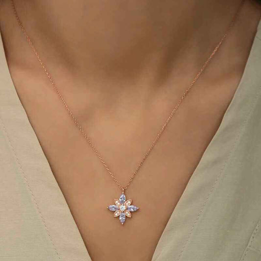 Lilac Stone Hope Flower Silver Pendant