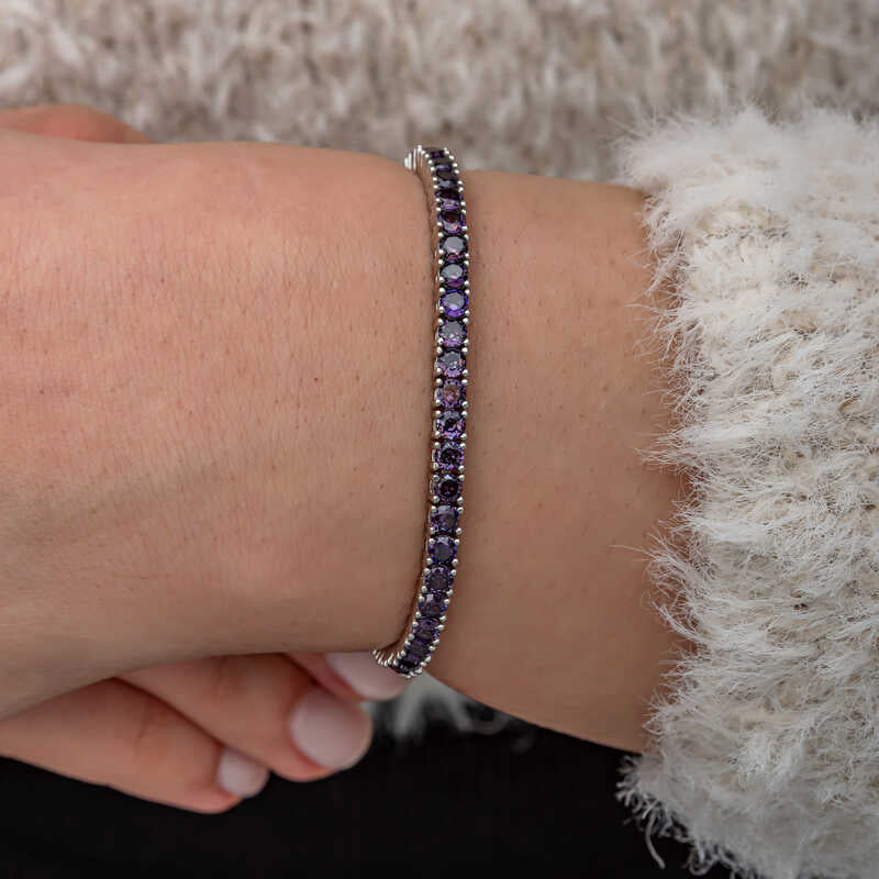 Amethyst Zircon Stone Waterway Women's Silver Bracelet
