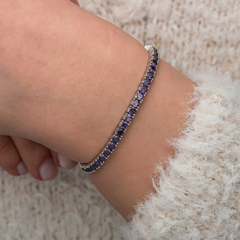 Amethyst Zircon Stone Waterway Women's Silver Bracelet