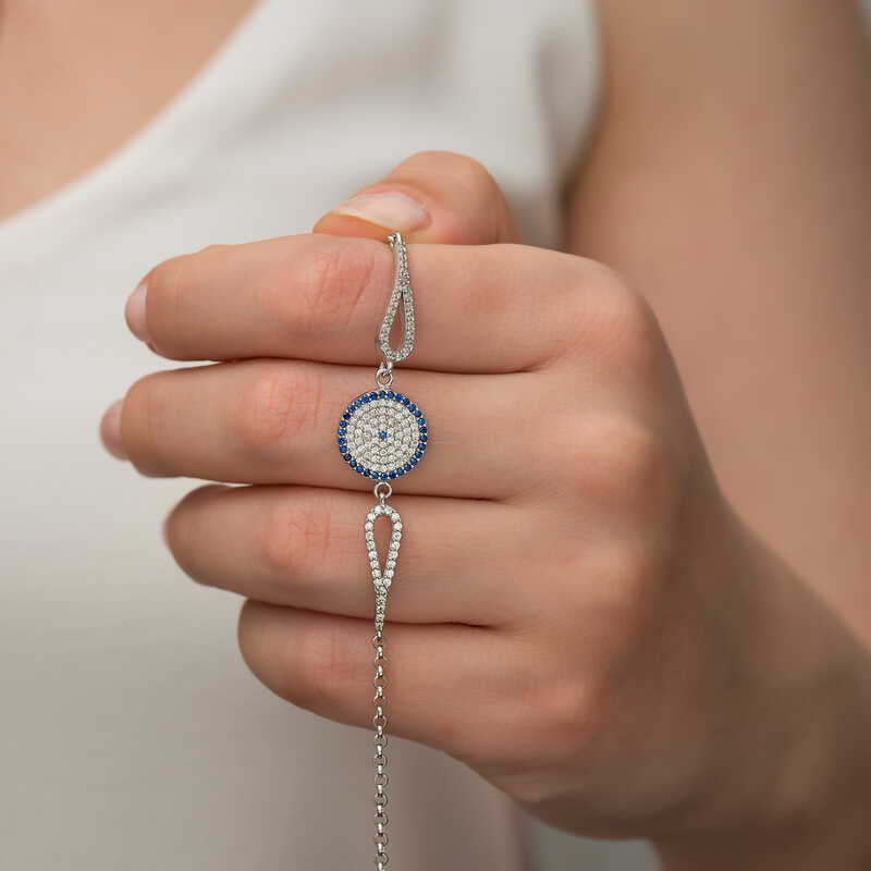 Bracelet mauvais œil en argent pour femme