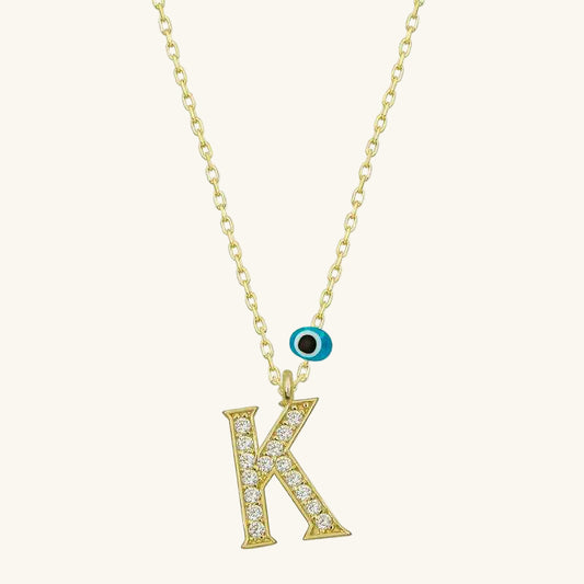 Nazar Gold K Letter Women's Silver Necklace