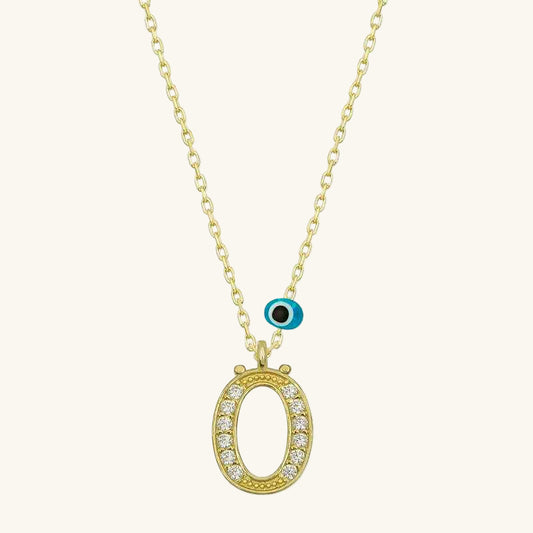 Nazar Gold Plated Ö Letter Women's Silver Necklace