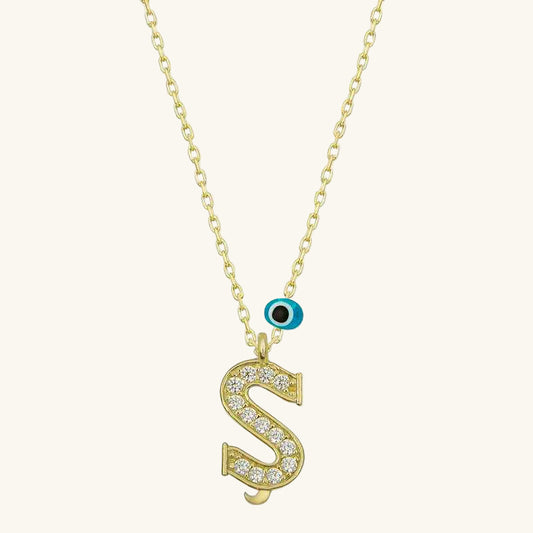 Gold Plated Nazar Ş Letter Women's Silver Necklace