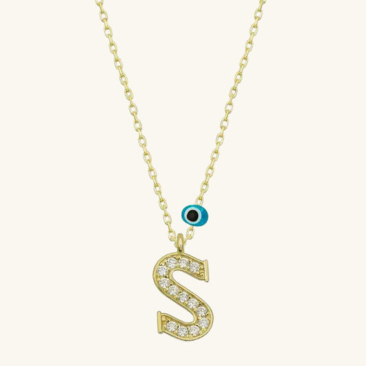 Nazar Gold S Letter Women's Silver Necklace