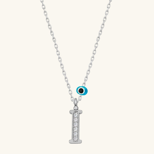 Evil Eye Rodyum i Buchstabe Damen Silber Halskette