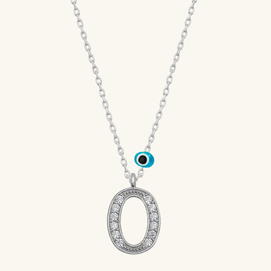 Evil Eye Rhodium O Buchstabe Damen Silber Halskette