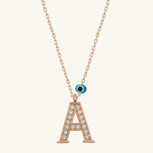 Nazar Rose A Letter Women's Silver Necklace