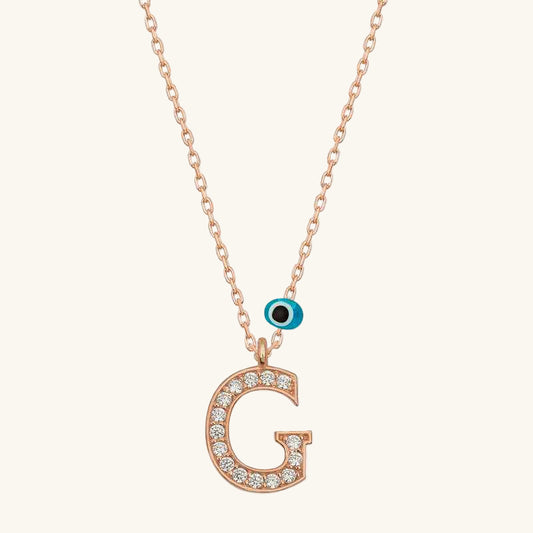 Nazar Rose G Letter Women's Silver Necklace