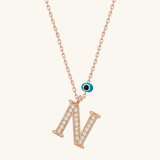 Nazar Rose N Letter Women's Silver Pendant