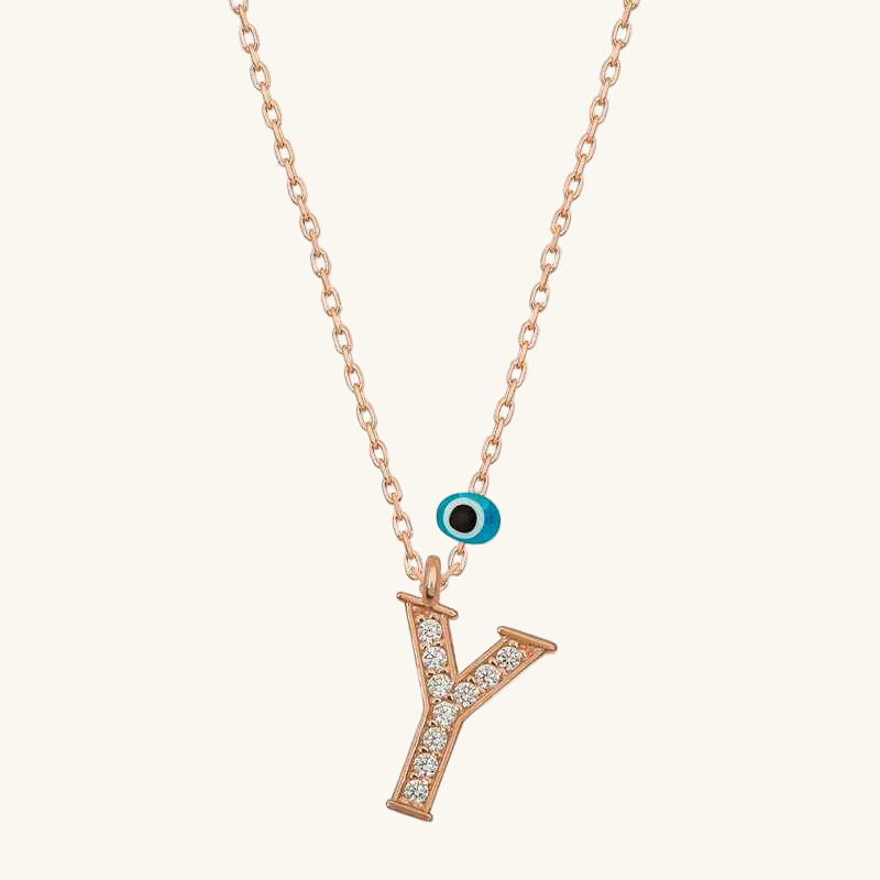 Nazar Rose Y Letter Women's Silver Necklace
