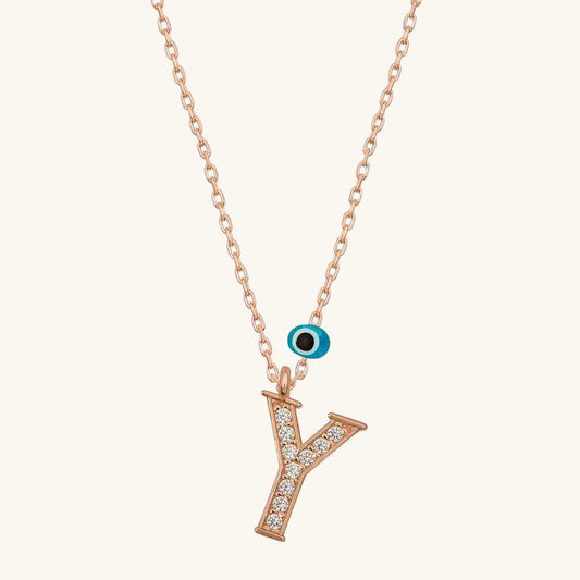 Nazar Rose Y Letter Women's Silver Necklace