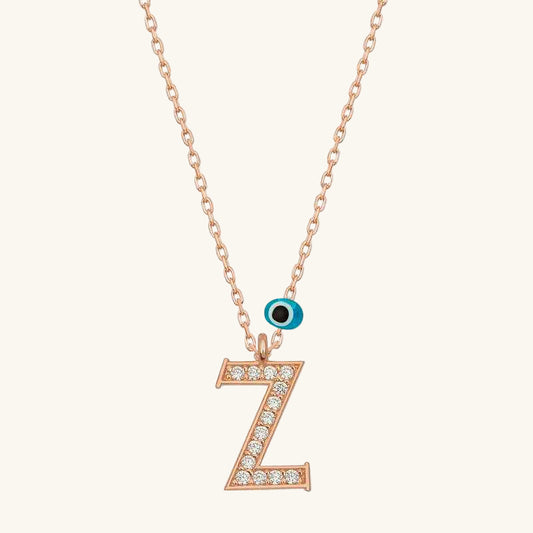Nazar Rose Z Letter Women's Silver Necklace