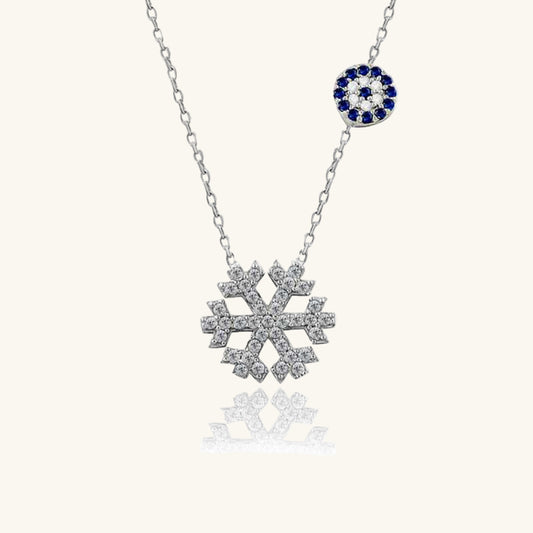 Evil Eye Snowflake Women's Silver Necklace