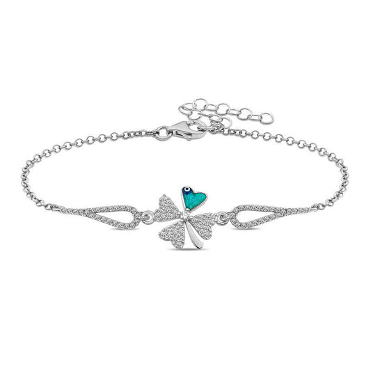 Bracelet trèfle mauvais œil en argent