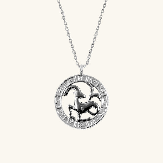Capricorn Zodiac Silver Necklace