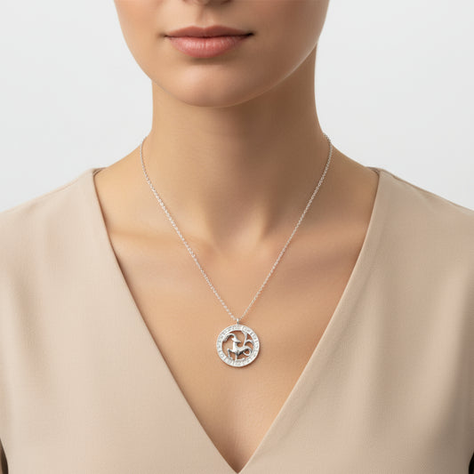 Collier en argent avec signe du zodiaque Capricorne