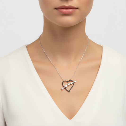 Pfeil Herz Damen Silber Halskette