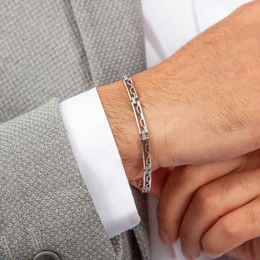 Oxidized Silver Men's Bracelet