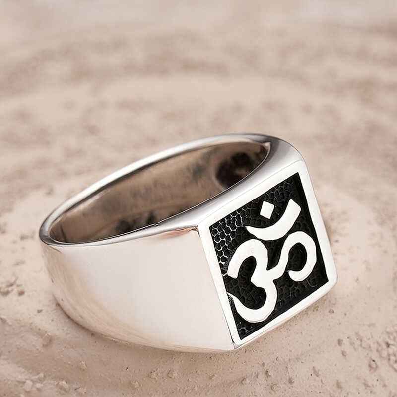 Om Symbol Men's Silver Ring