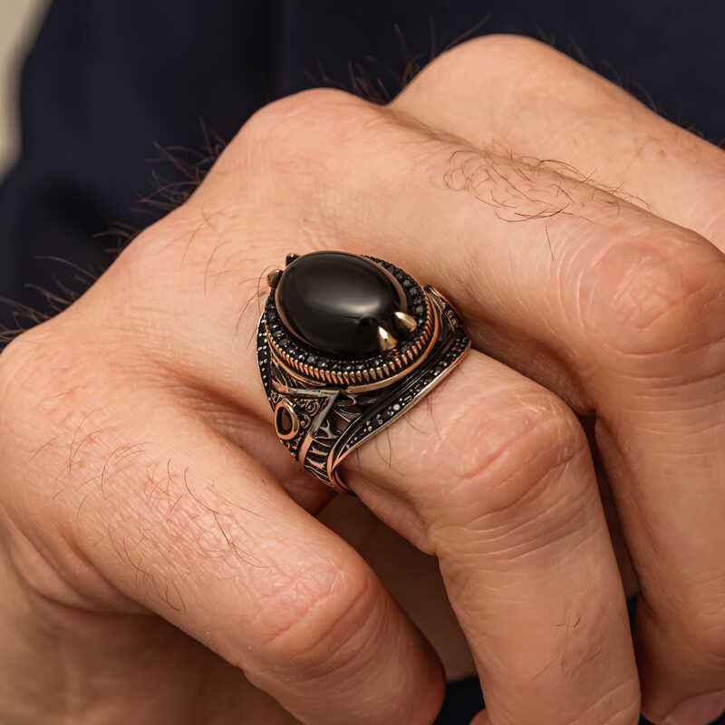 Onyx Stone Men's Silver Ring