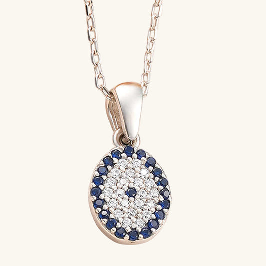 Oval Evil Eye Women's Silver Necklace