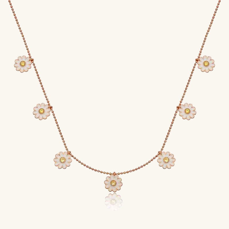 Rose Plated Daisy Luck Women's Silver Necklace