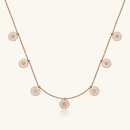 Rose Plated Daisy Luck Women's Silver Necklace