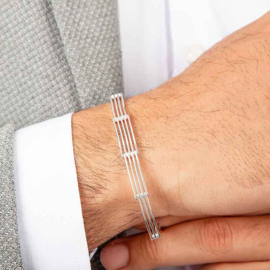 Men's Segmented Silver Bracelet