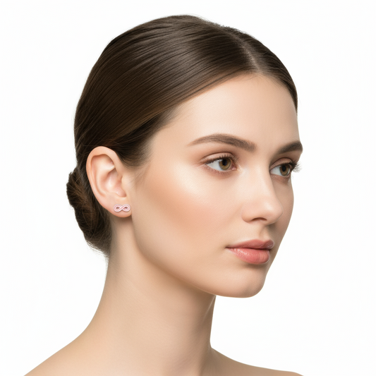 Pink Infinity Stud Women's Silver Earrings