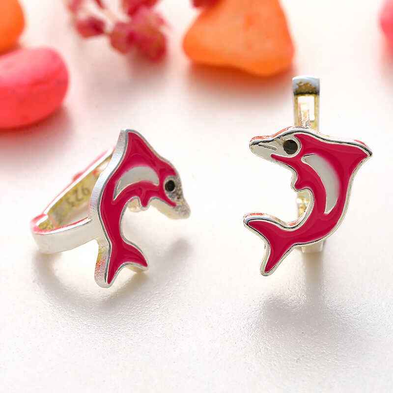 Pink Dolphin Children's Silver Earring