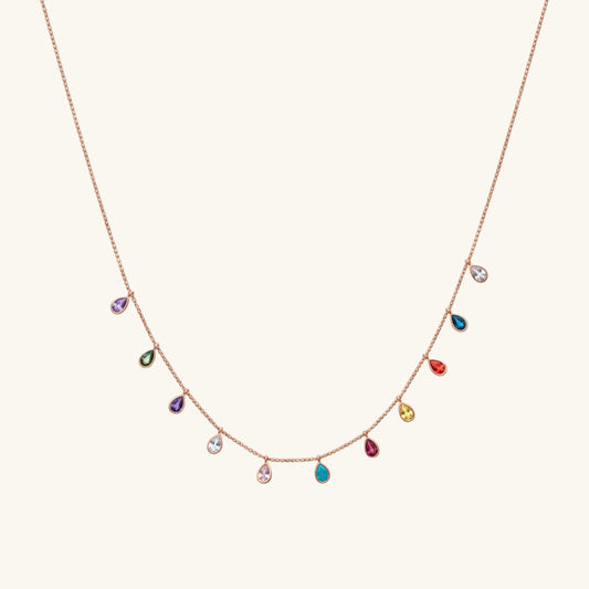 Drop Stone Luck Damen-Halskette aus rosévergoldetem Silber