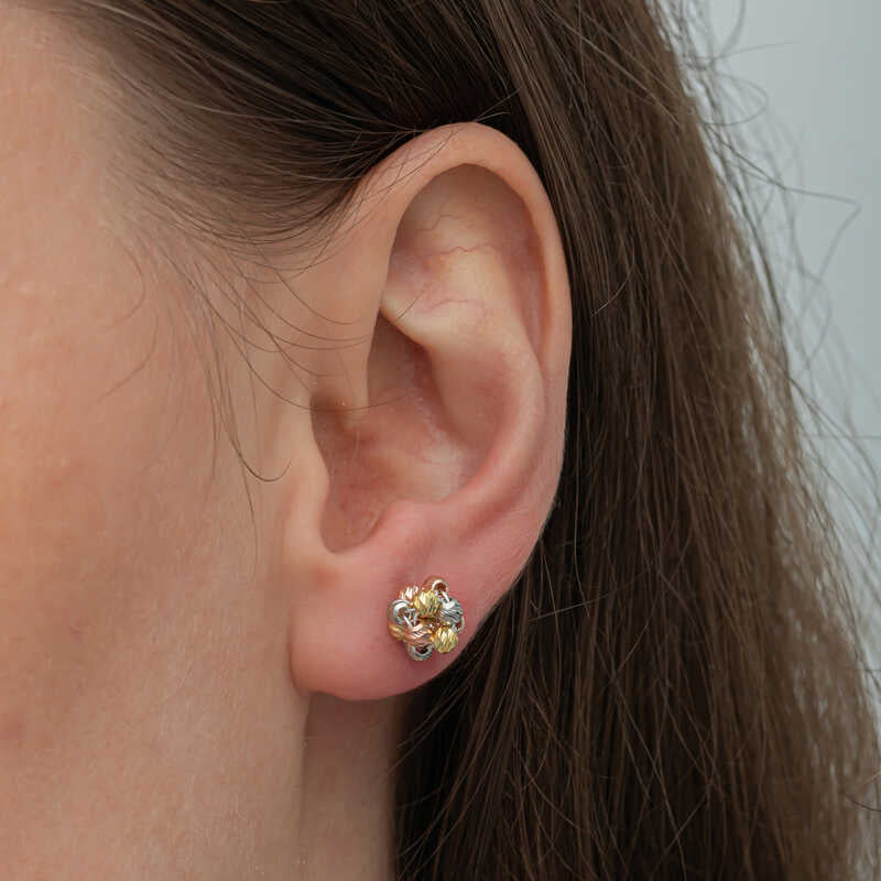 Silver Colored Doric Stud Women's Earrings