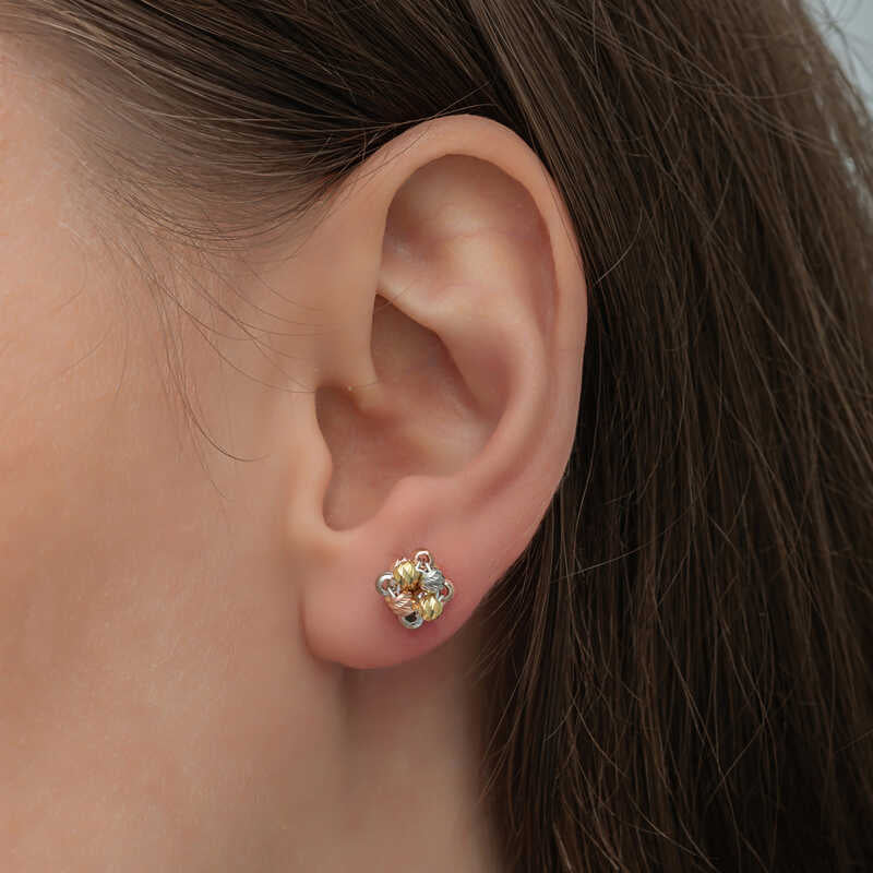 Silver Colored Doric Stud Women's Earrings