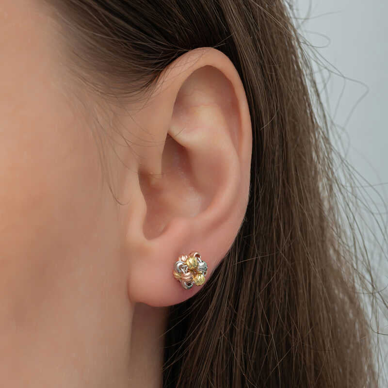 Silver Colored Doric Stud Women's Earrings