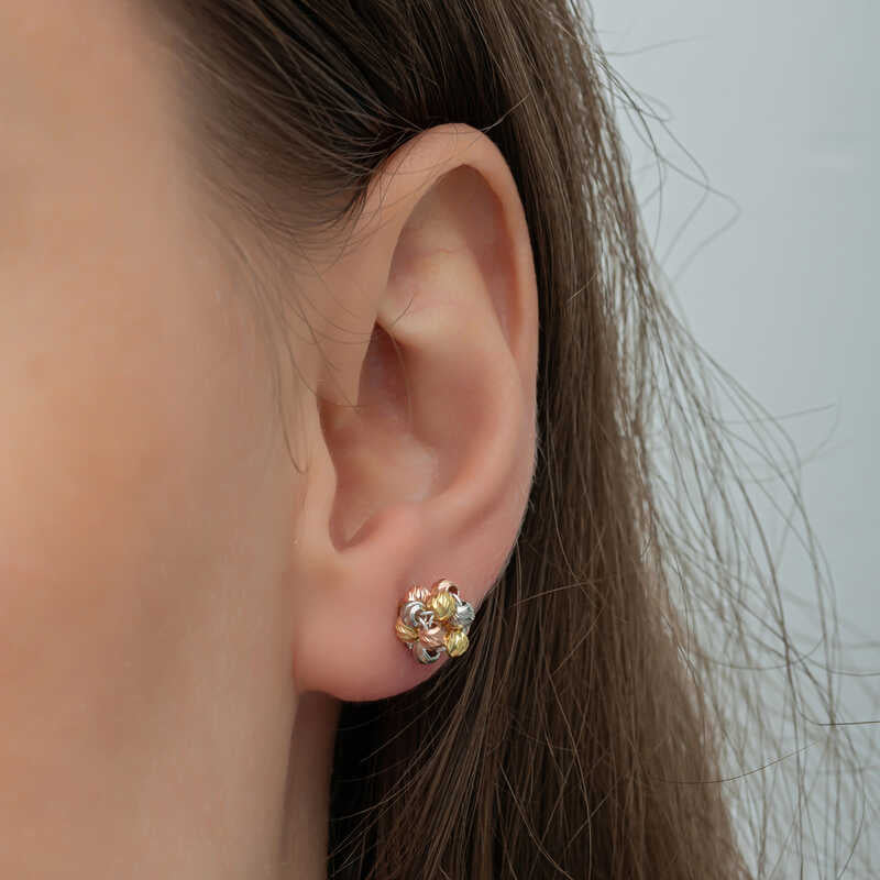 Silver Colored Doric Stud Women's Earrings