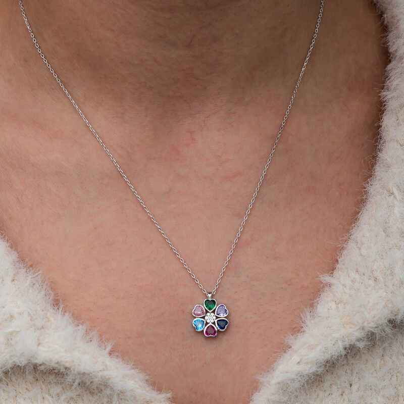 Heart Flower Women's Silver Colored Necklace