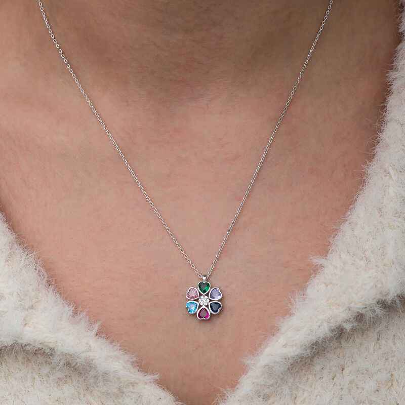 Heart Flower Women's Silver Colored Necklace