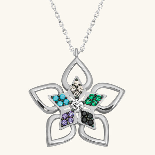 Flower Stone Women's Silver Necklace