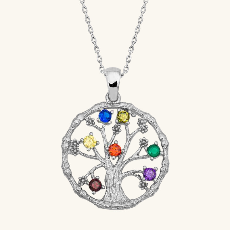 Tree of Life Stone Women's Silver Necklace