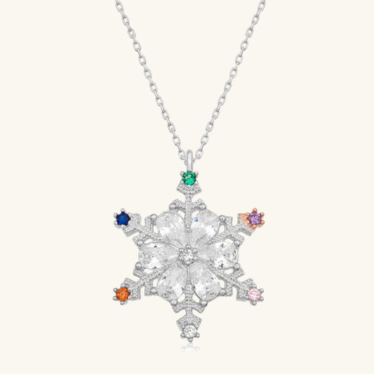 Silver Colored Stone Snowflake Women's Necklace