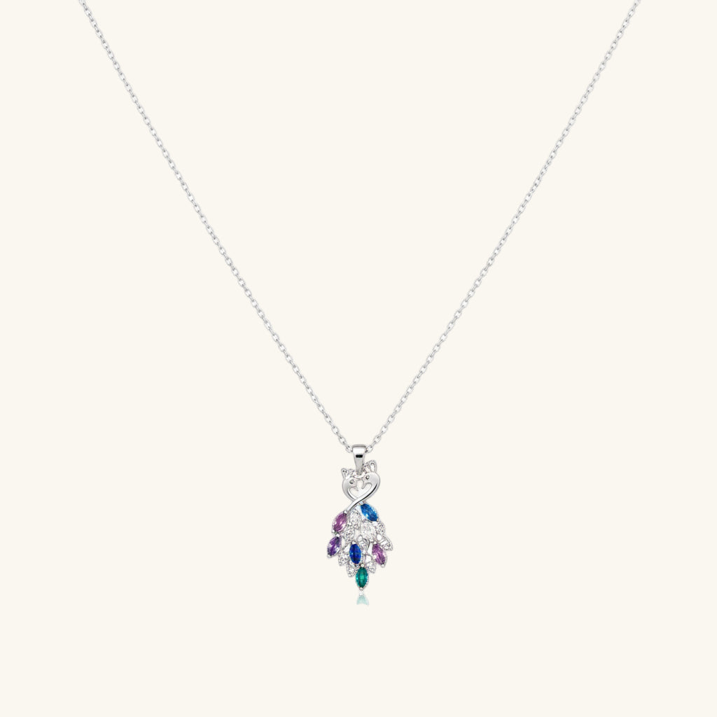 Stone Peacock Women's Silver Necklace