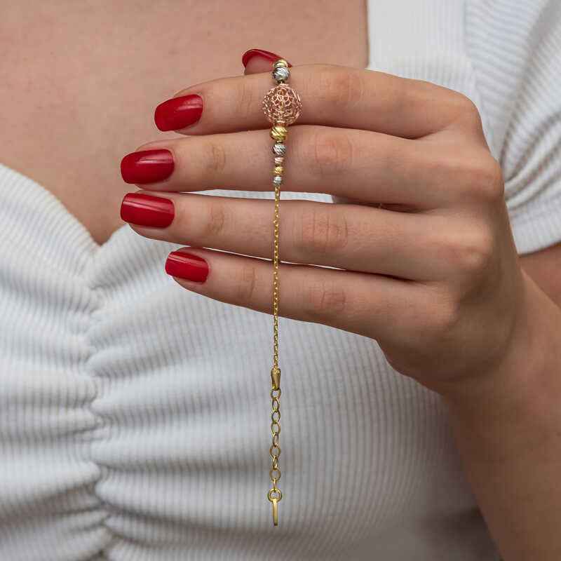 Silver Colored Bead Doric Women's Bracelet