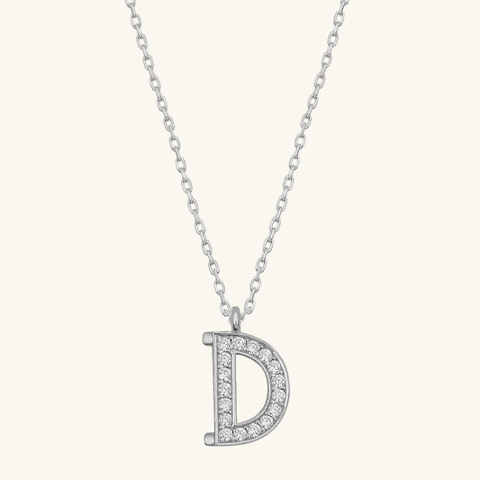 Rhodinierte Damen-Silberkette mit dem Buchstaben D