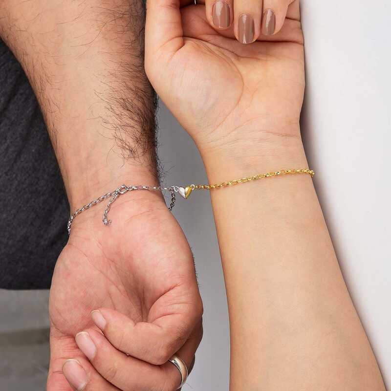 Rhodium Gold Plated Double Heart Love Silver Bracelet